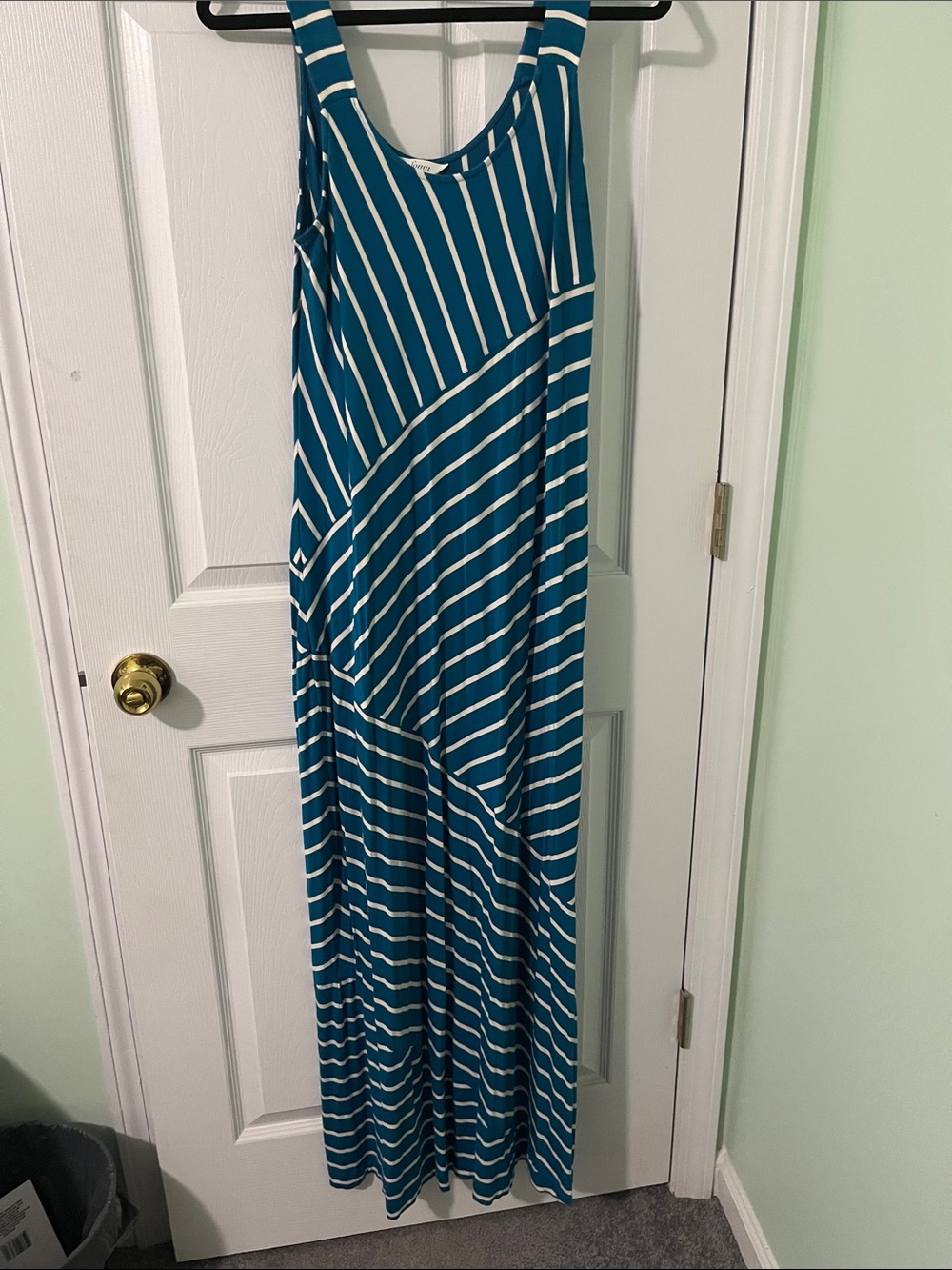 Soma Teal and White Striped Maxi Dress